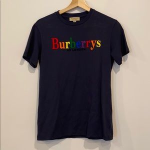 Burberry navy blue rainbow logo tee t shirt top